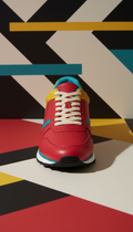 Zapatilla baja roja Signal de piel italiana