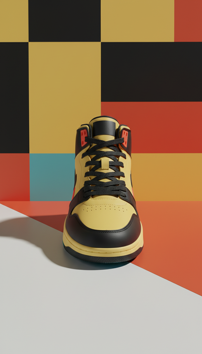 Zapatilla mid-top amarilla Metro con bloque de color