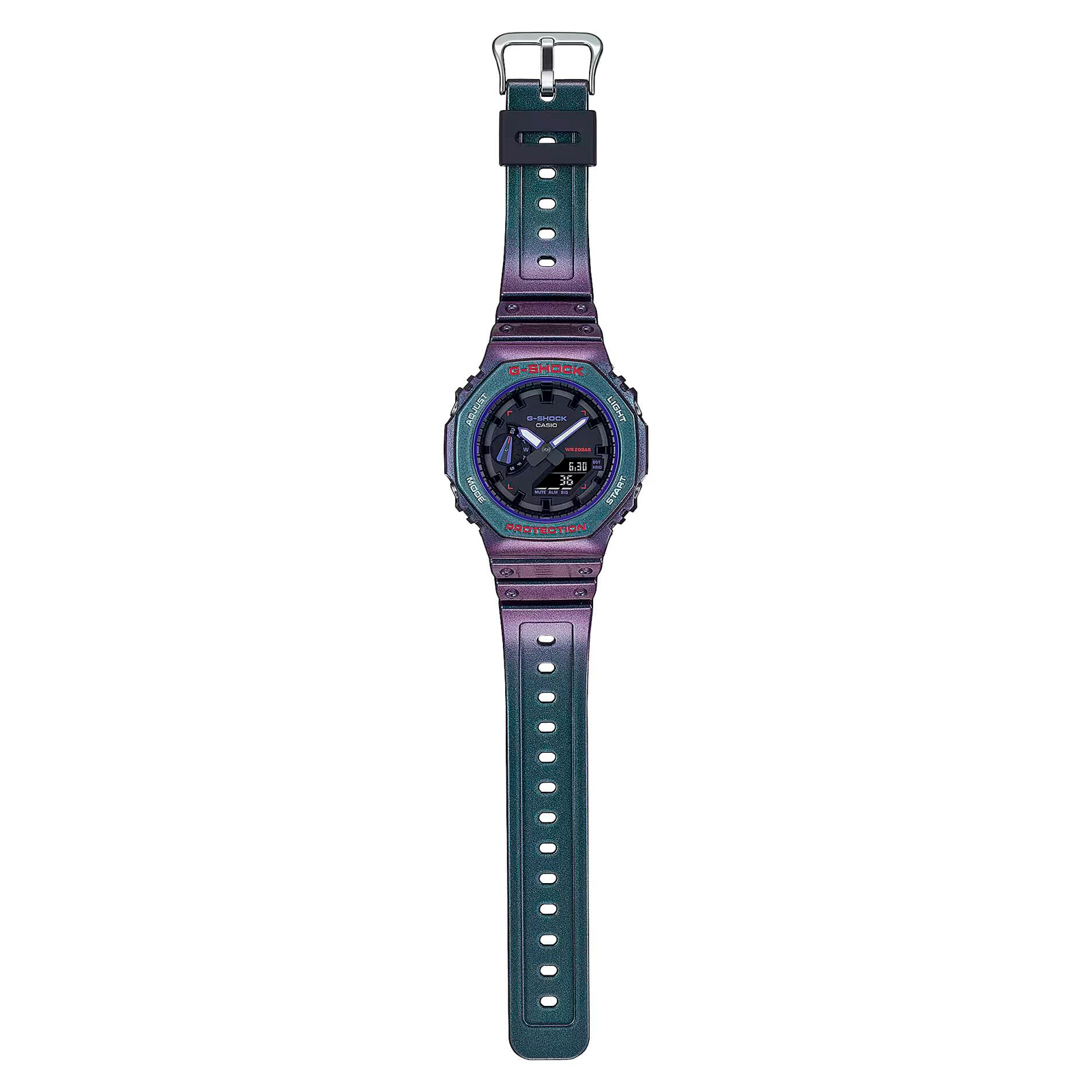 Reloj G-SHOCK GA-2100AH-6ADR Carbono/Resina Hombre Purpura/Verde