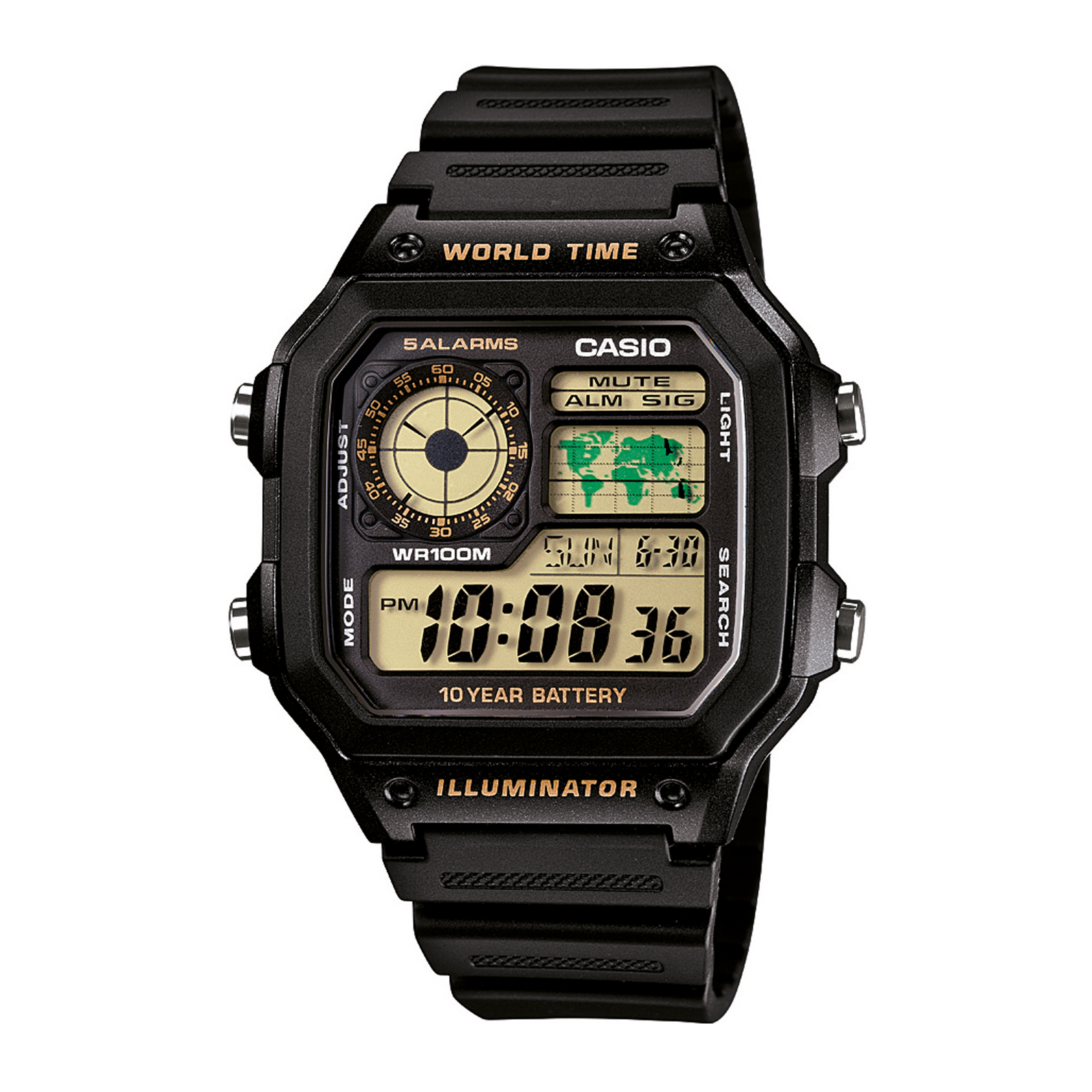 Reloj CASIO AE-1200WH-1BVDF Resina Juvenil Negro