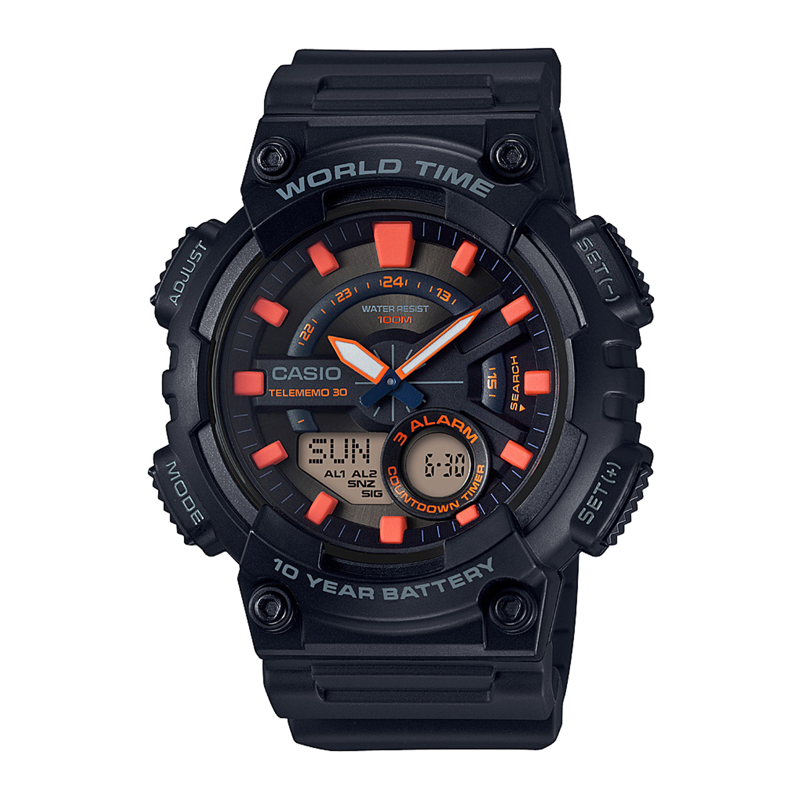 Reloj CASIO AEQ-110W-1A2VDF Resina Juvenil Negro