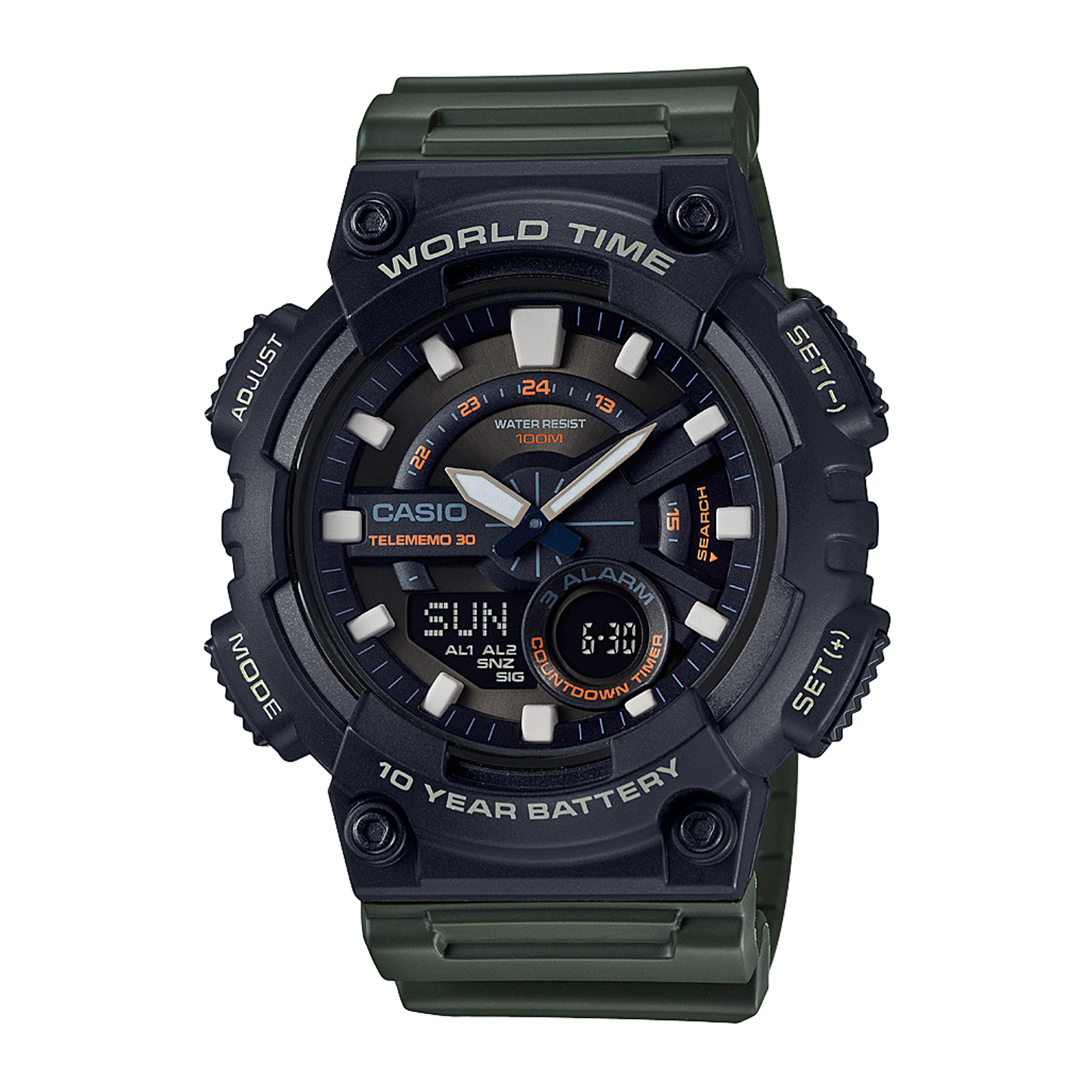 Reloj CASIO AEQ-110W-3AVDF Resina Juvenil Negro