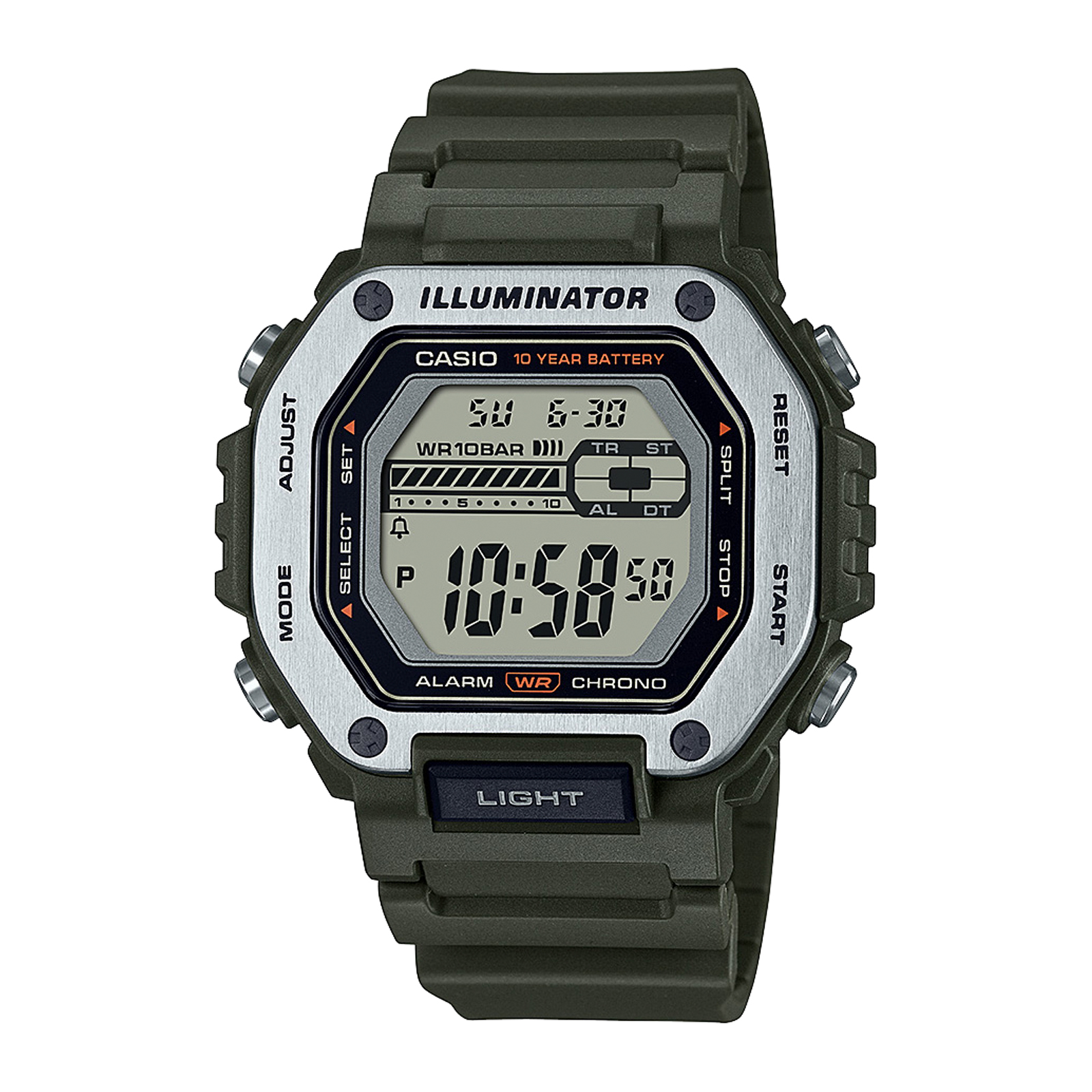 Reloj CASIO MWD-110H-3AVDF Resina/Acero Hombre Plateado/Verde