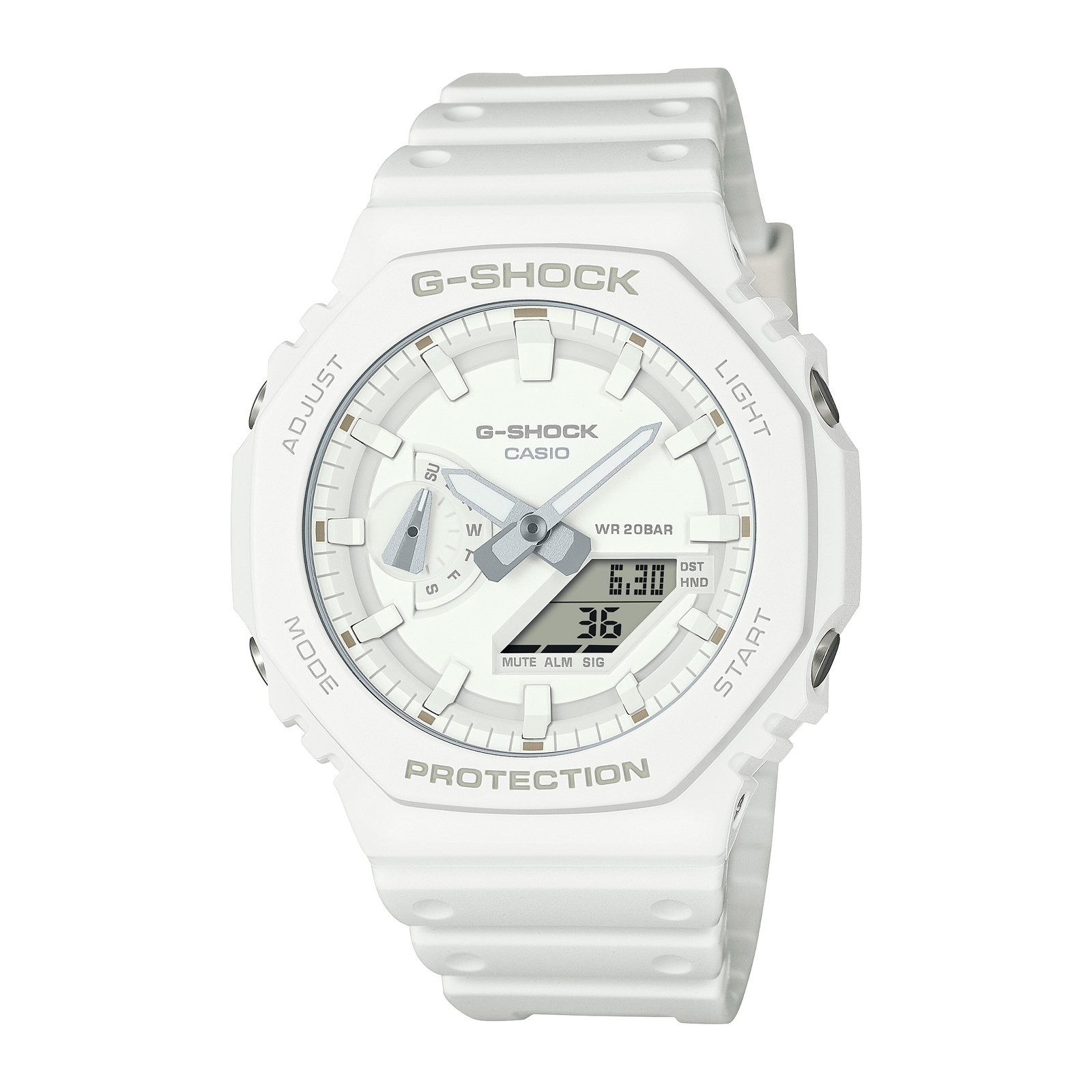 Reloj G SHOCK GA 2100 7A7DR Carbono Resina Hombre Blanco Btime